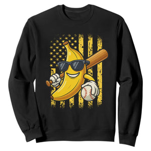 Retro Bananas Sweatshirt Vintage American Flag Banana Lover TS10 Black Print Your Wear