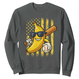 Retro Bananas Sweatshirt Vintage American Flag Banana Lover TS10 Dark Heather Print Your Wear