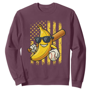 Retro Bananas Sweatshirt Vintage American Flag Banana Lover TS10 Maroon Print Your Wear