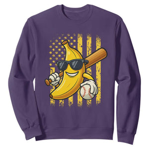 Retro Bananas Sweatshirt Vintage American Flag Banana Lover TS10 Purple Print Your Wear
