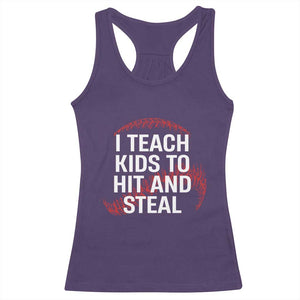 Baseball Coach Racerback Tank Top I Teach Kids To Hit And Steal TS10 Purple Print Your Wear