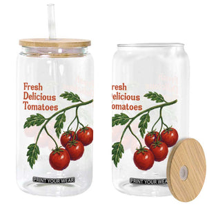 Subtle FDT Glass Can Fresh Delicious Tomatoes Retro Tomato Vine Graphic Political Humor