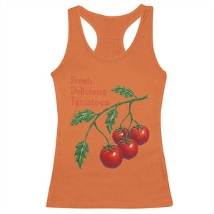 Subtle FDT Racerback Tank Top Fresh Delicious Tomatoes Retro Tomato Vine Graphic Political Humor