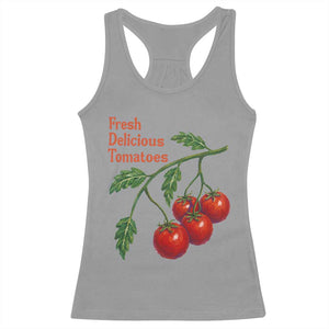 Subtle FDT Racerback Tank Top Fresh Delicious Tomatoes Retro Tomato Vine Graphic Political Humor