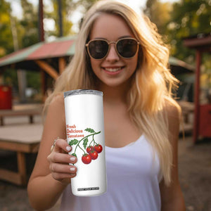 Subtle FDT Skinny Tumbler Fresh Delicious Tomatoes Retro Tomato Vine Graphic Political Humor