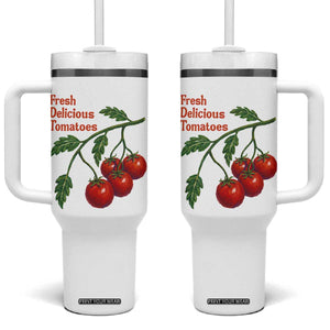 Subtle FDT Tumbler With Handle Fresh Delicious Tomatoes Retro Tomato Vine Graphic Political Humor TS10 One Size: 40 oz White Print Your Wear