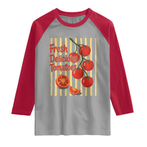 Subtle FDT Raglan Shirt Fresh Delicious Tomatoes Striped Retro Vintage 80s Subtle FDT TS10 Sport Gray Red Print Your Wear