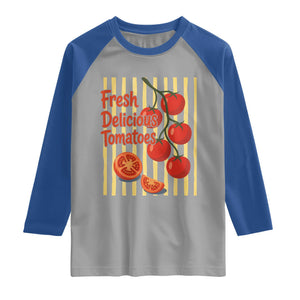 Subtle FDT Raglan Shirt Fresh Delicious Tomatoes Striped Retro Vintage 80s Subtle FDT TS10 Sport Gray Royal Print Your Wear