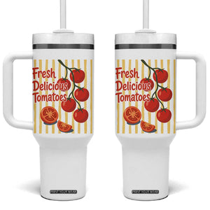 Subtle FDT Tumbler With Handle Fresh Delicious Tomatoes Striped Retro Vintage 80s Subtle FDT