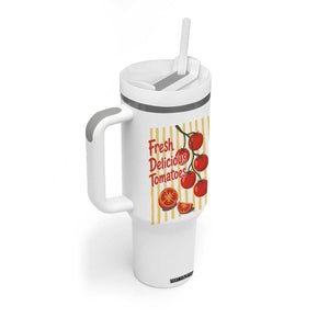 Subtle FDT Tumbler With Handle Fresh Delicious Tomatoes Striped Retro Vintage 80s Subtle FDT