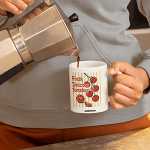 Subtle FDT Coffee Mug Fresh Delicious Tomatoes Striped Retro Vintage 80s Subtle FDT