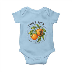 Subtle FDT Baby Onesie Dont Speak Orange Graphic Retro Vintage