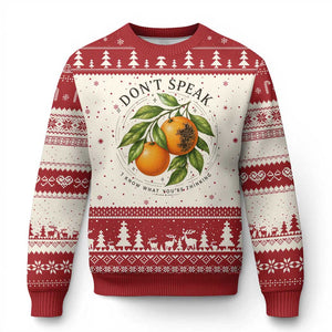 Subtle FDT Ugly Christmas Sweater Dont Speak Orange Graphic Retro Vintage