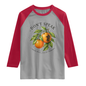 Subtle FDT Raglan Shirt Dont Speak Orange Graphic Retro Vintage TS10 Sport Gray Red Print Your Wear