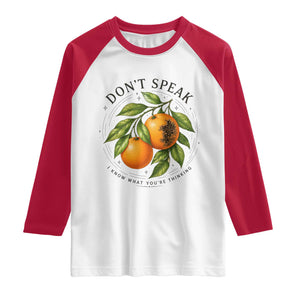 Subtle FDT Raglan Shirt Dont Speak Orange Graphic Retro Vintage TS10 White Red Print Your Wear