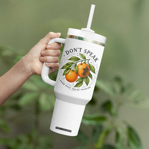 Subtle FDT Tumbler With Handle Dont Speak Orange Graphic Retro Vintage