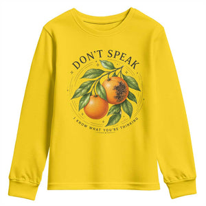 Subtle FDT Youth Sweatshirt Dont Speak Orange Graphic Retro Vintage TS10 Daisy Print Your Wear