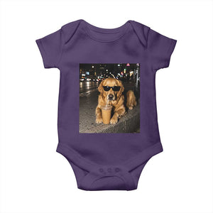 Funny Golden Retriever Iced Coffee Baby Onesie Grunge Silly Meme Graphic Funny Dog Lover