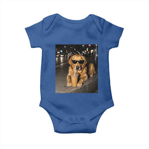 Funny Golden Retriever Iced Coffee Baby Onesie Grunge Silly Meme Graphic Funny Dog Lover
