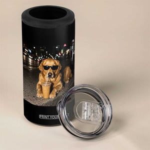 Funny Golden Retriever Iced Coffee 4 in 1 Can Cooler Tumbler Grunge Silly Meme Graphic Funny Dog Lover