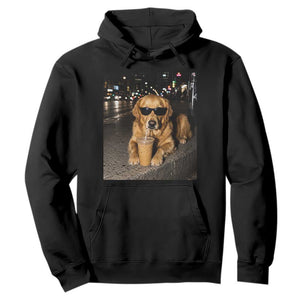 Funny Golden Retriever Iced Coffee Hoodie Grunge Silly Meme Graphic Funny Dog Lover