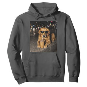 Funny Golden Retriever Iced Coffee Hoodie Grunge Silly Meme Graphic Funny Dog Lover
