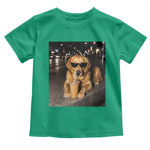 Funny Golden Retriever Iced Coffee Toddler T Shirt Grunge Silly Meme Graphic Funny Dog Lover