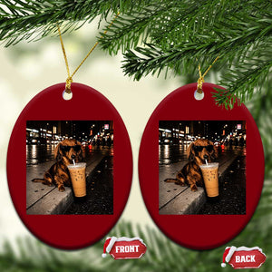 Dachshund Iced Coffee Ceramic Ornament Grunge Meme Graphic Funny Weiner Dog Lovers Dad