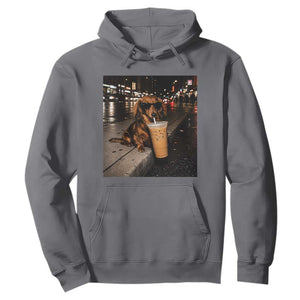 Dachshund Iced Coffee Hoodie Grunge Meme Graphic Funny Weiner Dog Lovers Dad