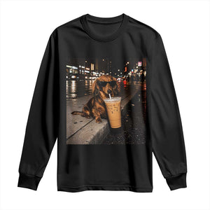 Dachshund Iced Coffee Long Sleeve Shirt Grunge Meme Graphic Funny Weiner Dog Lovers Dad