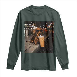 Dachshund Iced Coffee Long Sleeve Shirt Grunge Meme Graphic Funny Weiner Dog Lovers Dad