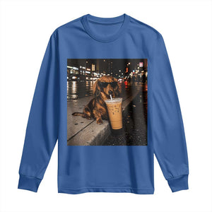 Dachshund Iced Coffee Long Sleeve Shirt Grunge Meme Graphic Funny Weiner Dog Lovers Dad