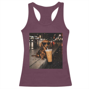 Dachshund Iced Coffee Racerback Tank Top Grunge Meme Graphic Funny Weiner Dog Lovers Dad
