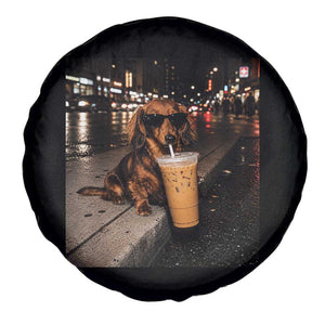 Dachshund Iced Coffee Spare Tire Cover Grunge Meme Graphic Funny Weiner Dog Lovers Dad