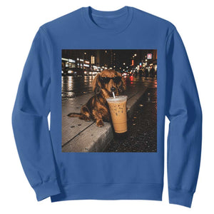 Dachshund Iced Coffee Sweatshirt Grunge Meme Graphic Funny Weiner Dog Lovers Dad