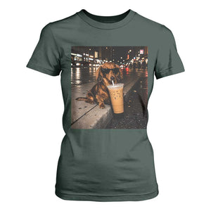 Dachshund Iced Coffee T Shirt For Women Grunge Meme Graphic Funny Weiner Dog Lovers Dad