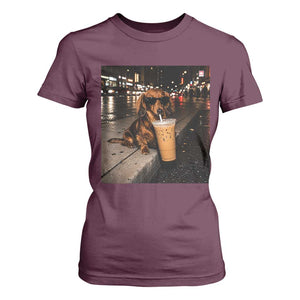 Dachshund Iced Coffee T Shirt For Women Grunge Meme Graphic Funny Weiner Dog Lovers Dad