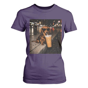 Dachshund Iced Coffee T Shirt For Women Grunge Meme Graphic Funny Weiner Dog Lovers Dad