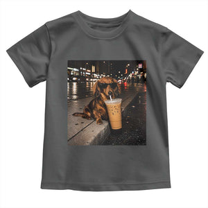 Dachshund Iced Coffee Toddler T Shirt Grunge Meme Graphic Funny Weiner Dog Lovers Dad