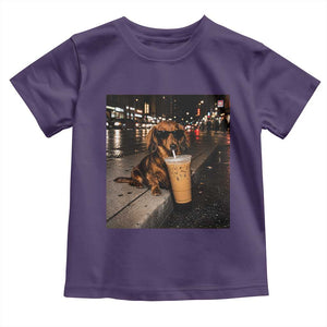 Dachshund Iced Coffee Toddler T Shirt Grunge Meme Graphic Funny Weiner Dog Lovers Dad