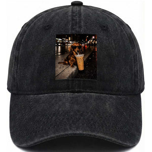 Dachshund Iced Coffee Washed Cotton Baseball Cap Grunge Meme Graphic Funny Weiner Dog Lovers Dad