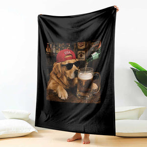 Funny Golden Retriever Drinking Beer Throw Blanket Silly Dog Meme Graphic Sarcastic Gift
