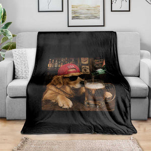 Funny Golden Retriever Drinking Beer Throw Blanket Silly Dog Meme Graphic Sarcastic Gift