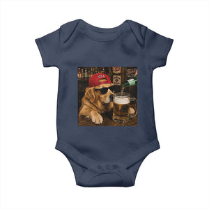 Funny Golden Retriever Drinking Beer Baby Onesie Silly Dog Meme Graphic Sarcastic Gift