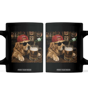 Funny Golden Retriever Drinking Beer Coffee Mug Silly Dog Meme Graphic Sarcastic Gift