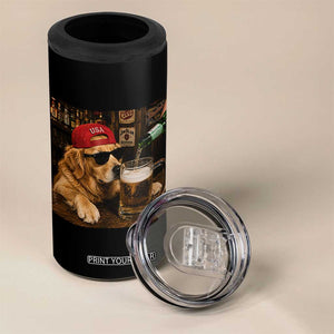 Funny Golden Retriever Drinking Beer 4 in 1 Can Cooler Tumbler Silly Dog Meme Graphic Sarcastic Gift