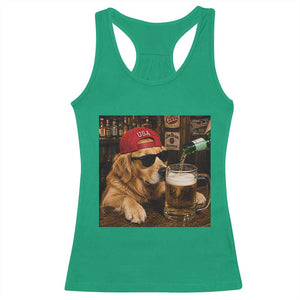 Funny Golden Retriever Drinking Beer Racerback Tank Top Silly Dog Meme Graphic Sarcastic Gift