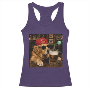 Funny Golden Retriever Drinking Beer Racerback Tank Top Silly Dog Meme Graphic Sarcastic Gift