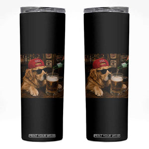 Funny Golden Retriever Drinking Beer Skinny Tumbler Silly Dog Meme Graphic Sarcastic Gift