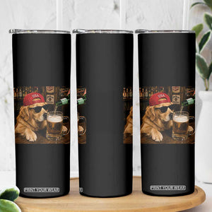 Funny Golden Retriever Drinking Beer Skinny Tumbler Silly Dog Meme Graphic Sarcastic Gift